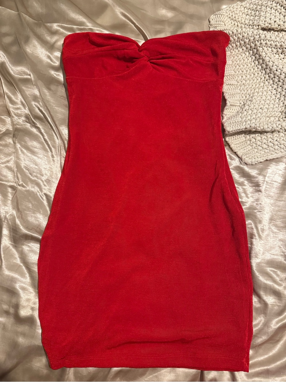 Princess Polly Strapless Red Mini Dress with Twist Detail